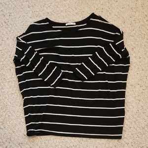 Zara Black and White Striped Long Sleeve Top